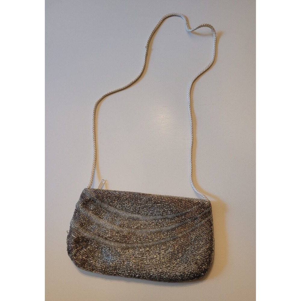 Vintage Mid Century Beaded Gold Walborg Bag Purse With Strap